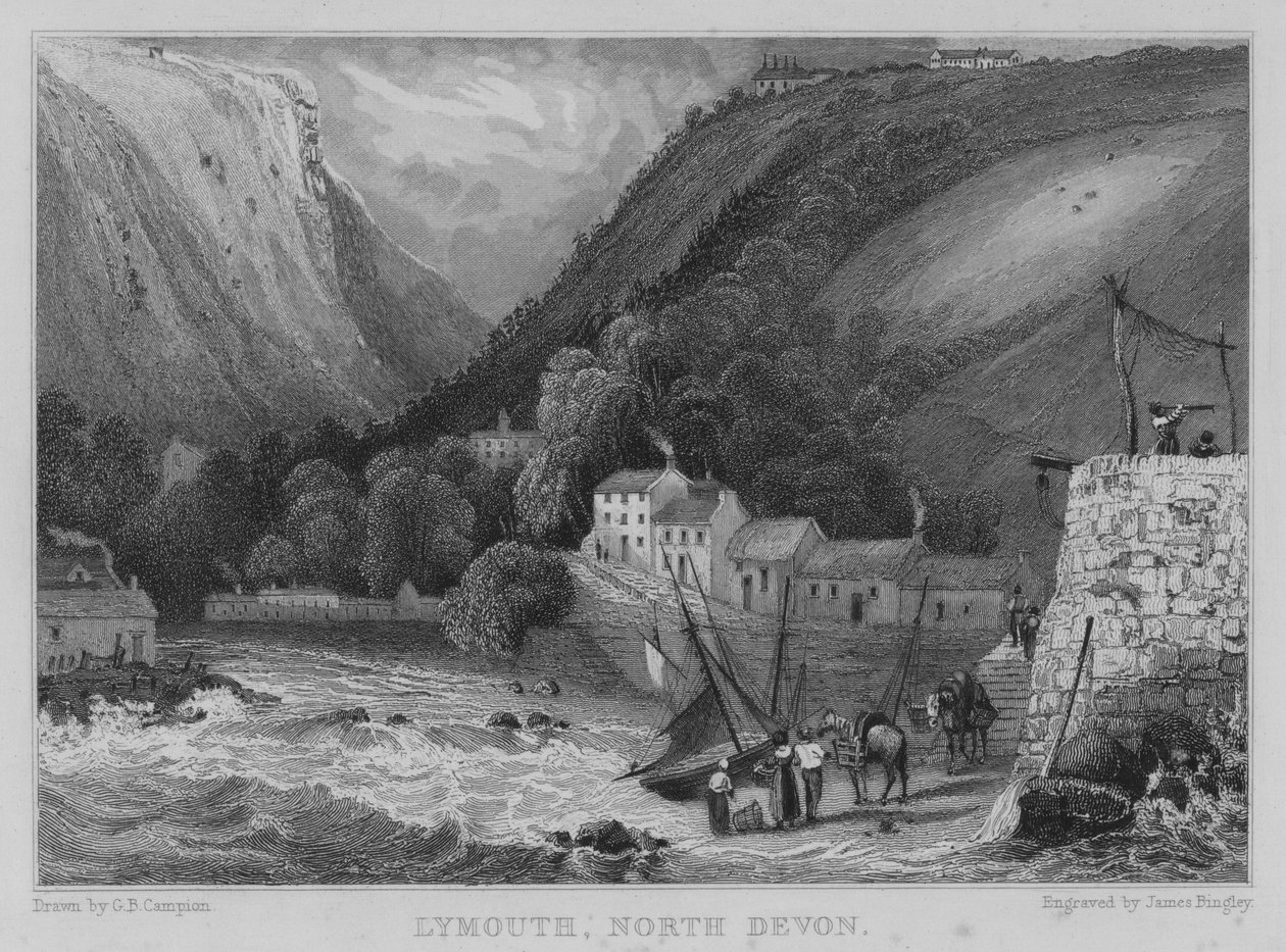 Lynmouth, North Devon (grawerowanie) autorstwa George Bryant Campion