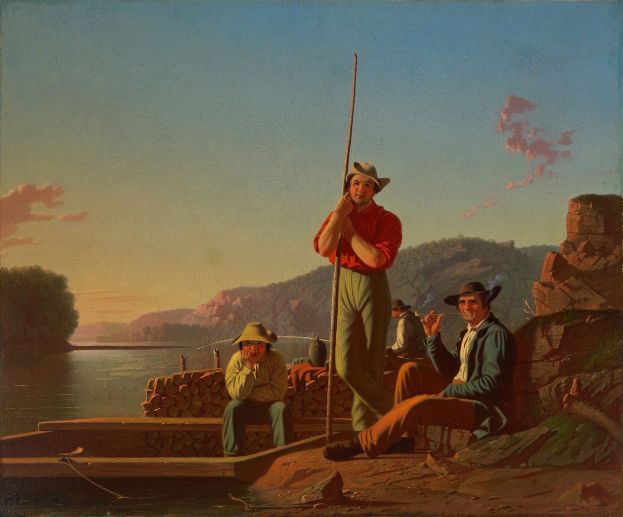 Drewniana łódź autorstwa George Caleb Bingham