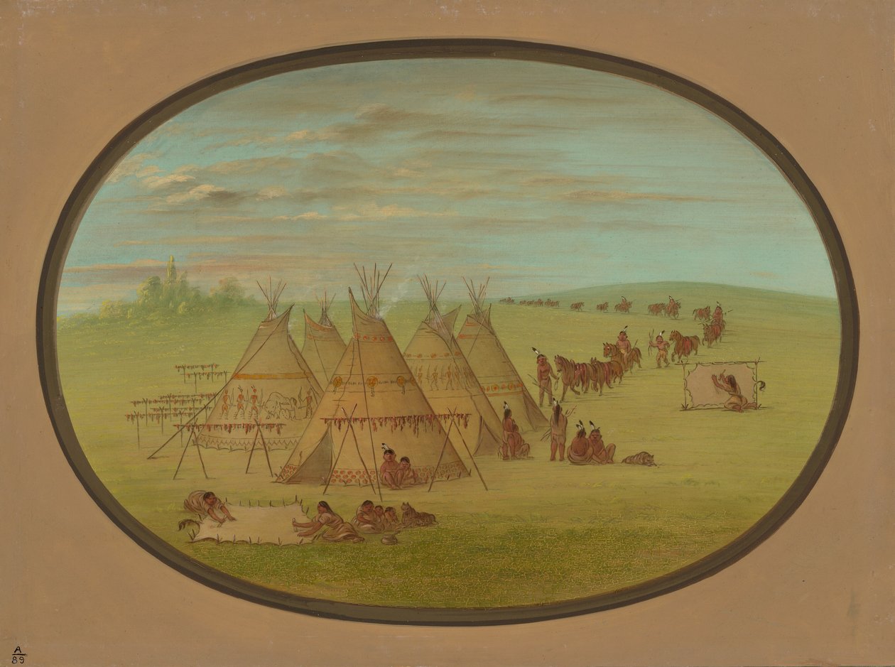 Mała wioska Siuksów, 18611869. autorstwa George Catlin