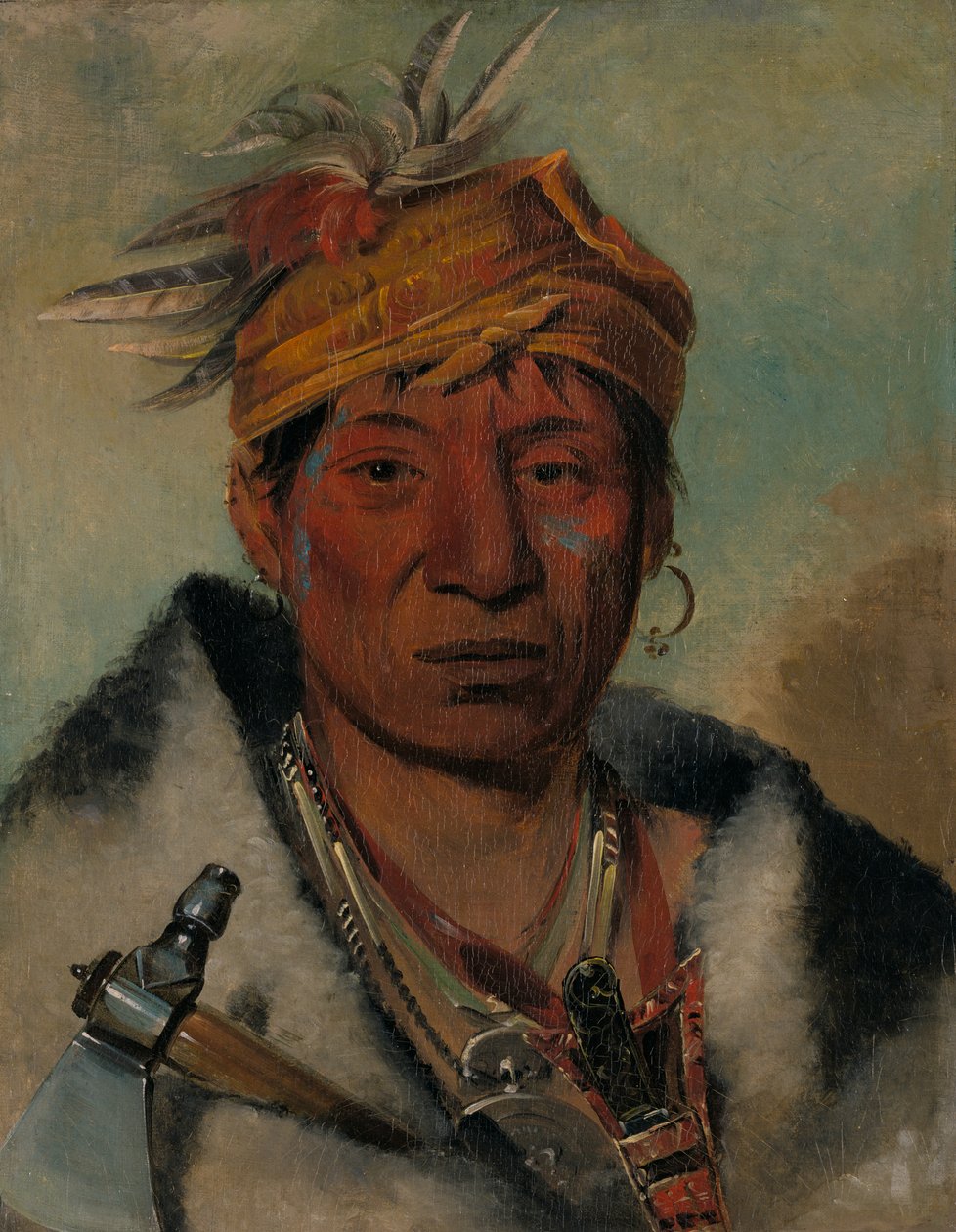 Ah-yaw-né-tak-oár-ron wojownik, 1831. autorstwa George Catlin