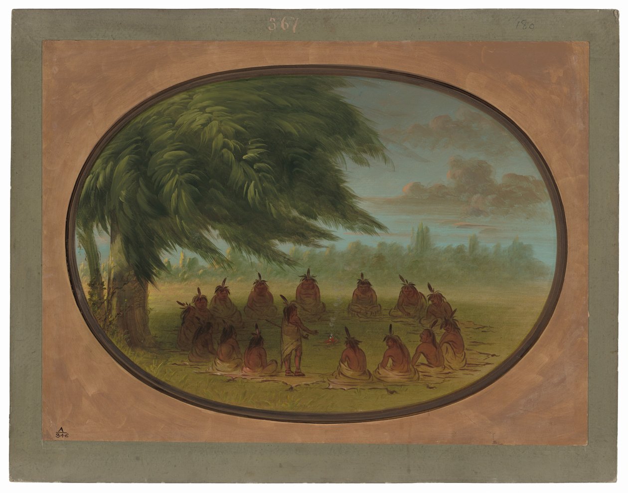 Rada indyjska - Sioux autorstwa George Catlin