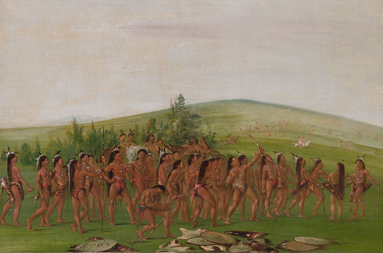 Łucznictwo Mandanów autorstwa George Catlin