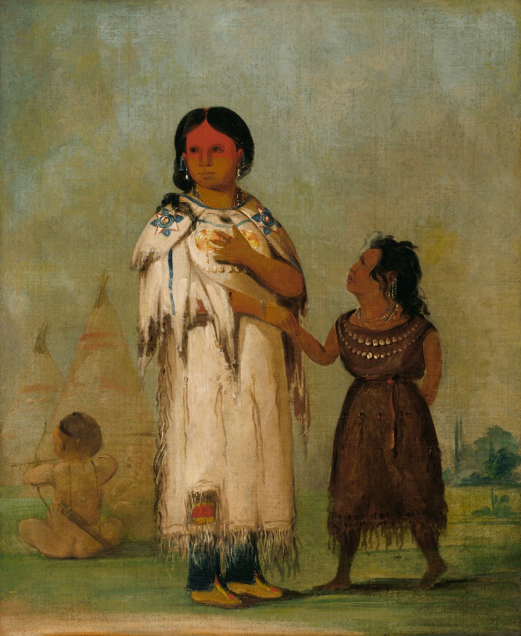 Assiniboin Kobieta i dziecko, 1832. autorstwa George Catlin