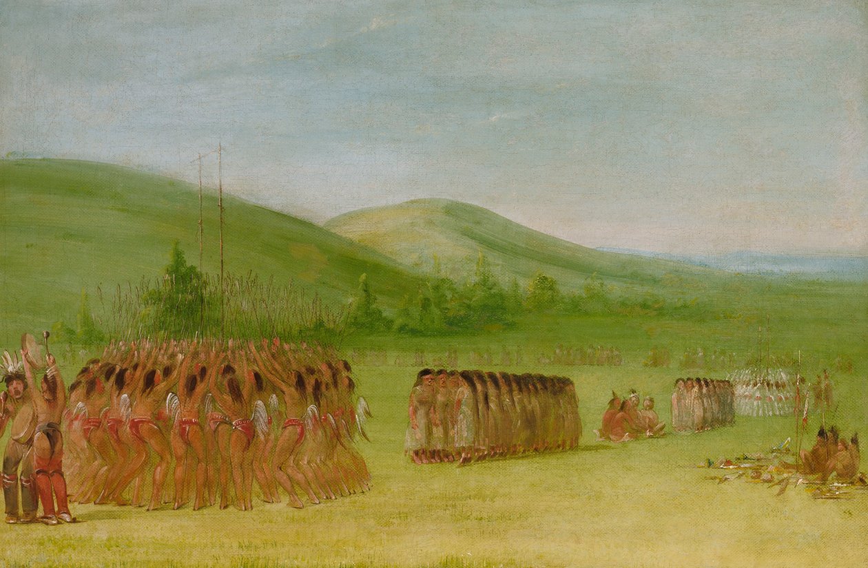 Taniec z piłkami, Choctaw autorstwa George Catlin