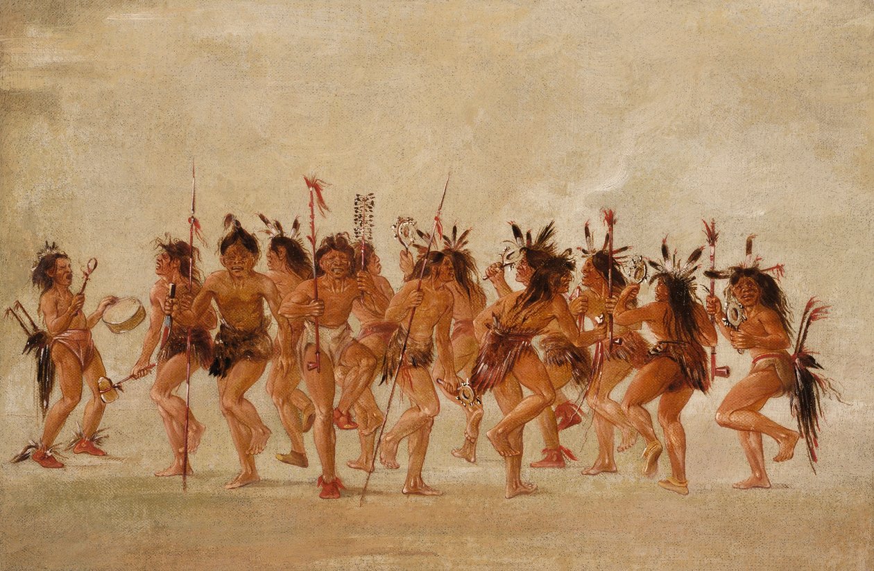 Taniec żebraka, ujście rzeki Teton autorstwa George Catlin