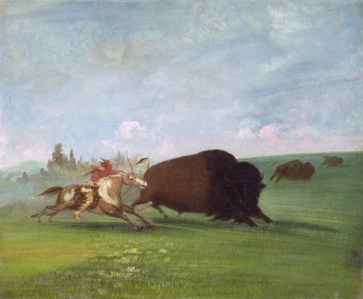 Buffalo Chase, pojedyncza śmierć, 1832-1833. autorstwa George Catlin