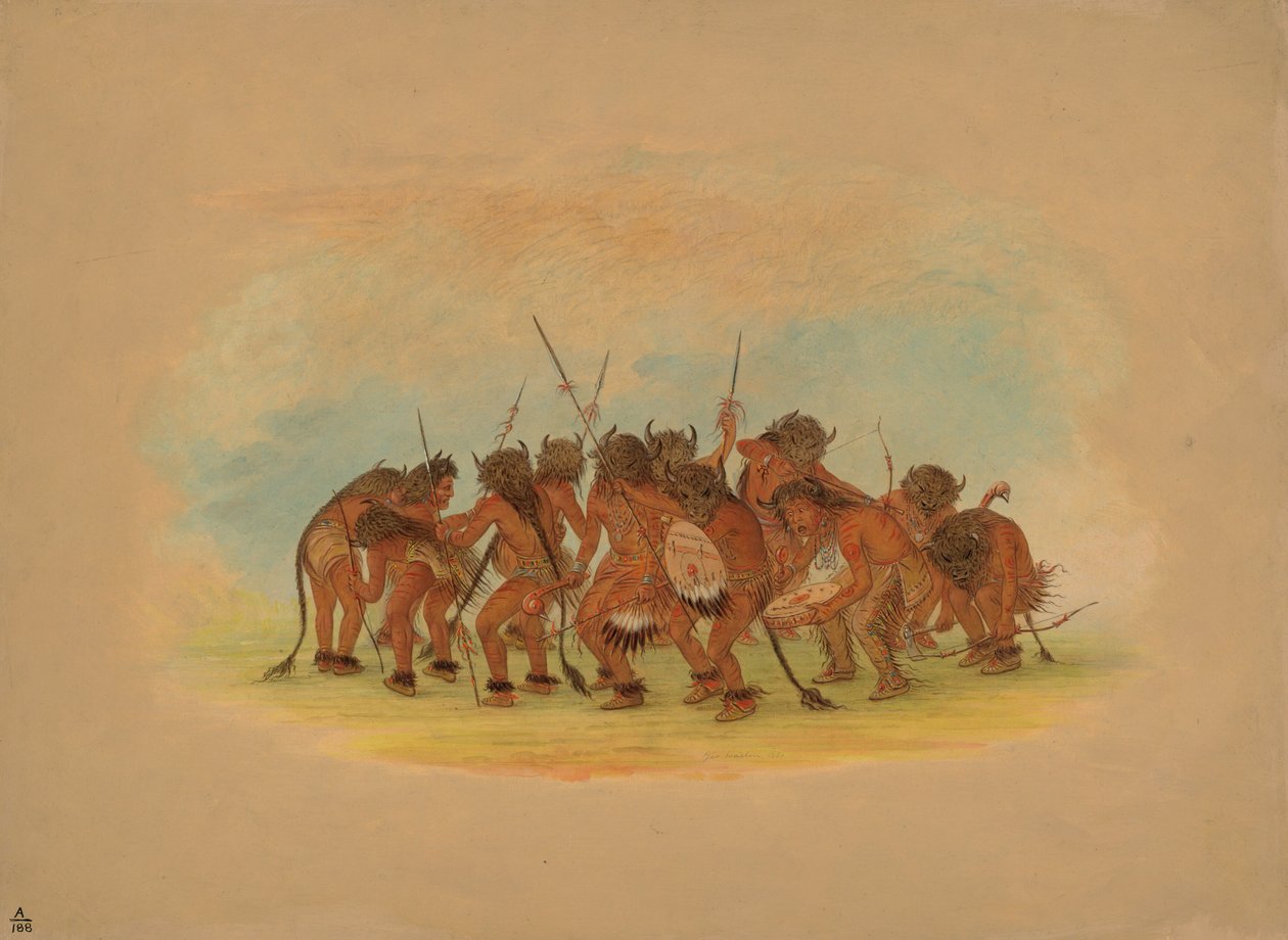 Taniec bawołów - Mandan, 1861. autorstwa George Catlin