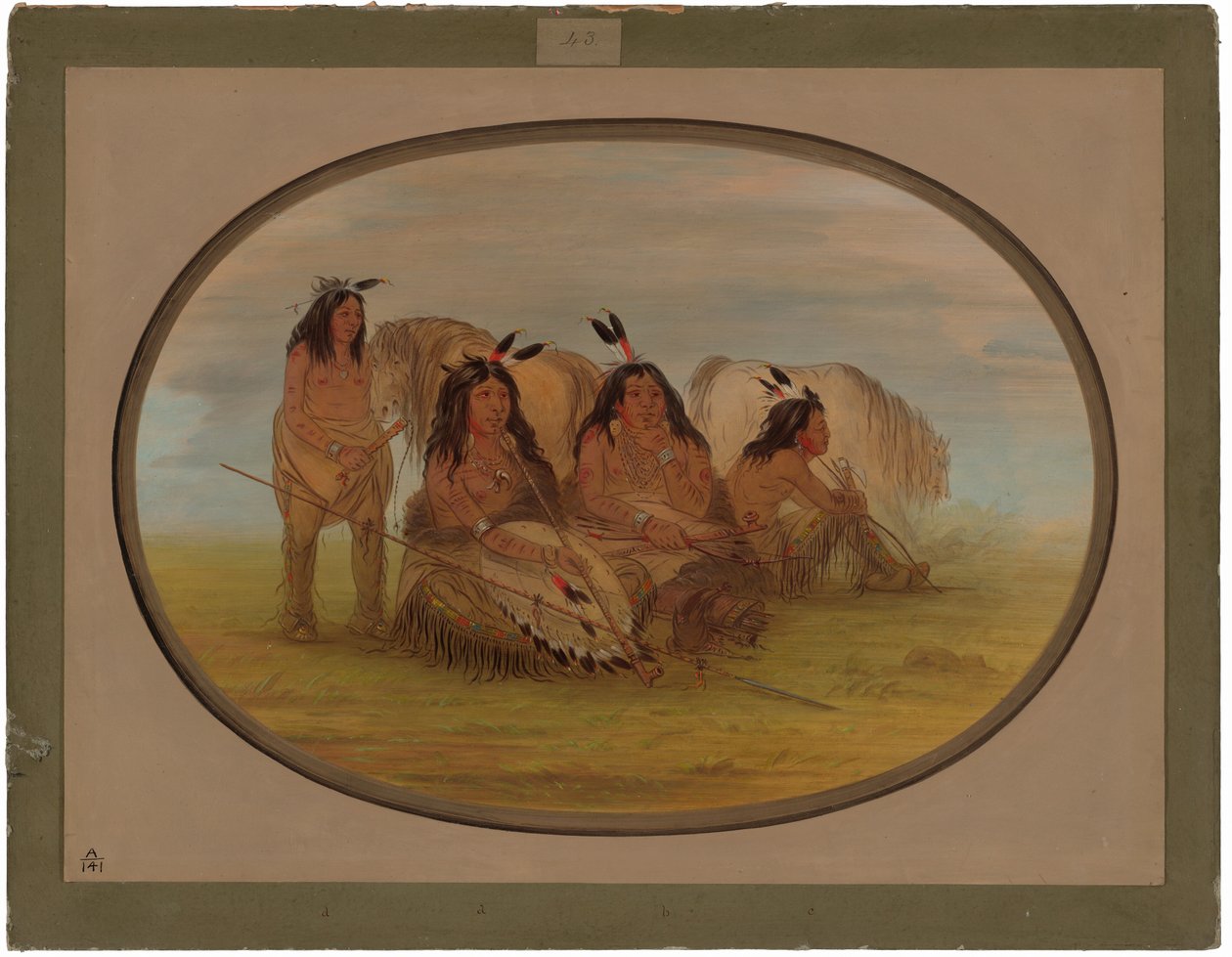 Wódz Komanczów z Trzema Wojownikami autorstwa George Catlin