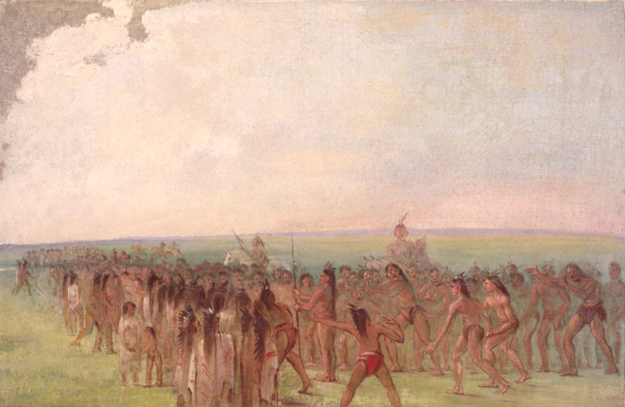 Footrace za wioską Mandan, 1832-1833. autorstwa George Catlin
