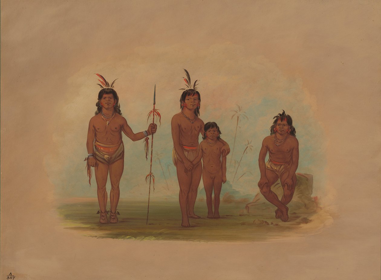 Czterech Indian Goo-a-dive, 18541869. autorstwa George Catlin