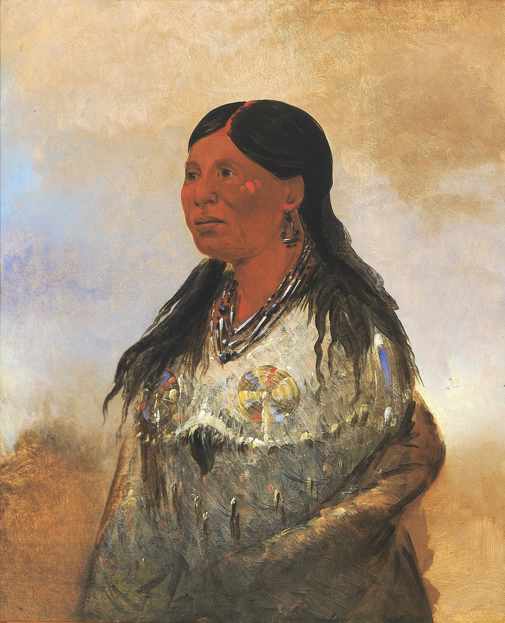 Hón-je-a-pút-o, Żona Łapacza Niedźwiedzi autorstwa George Catlin