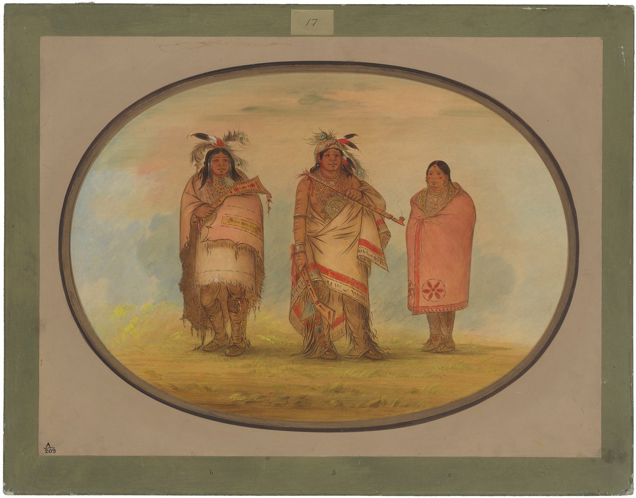 Wódz Menomonii, jego żona i syn autorstwa George Catlin