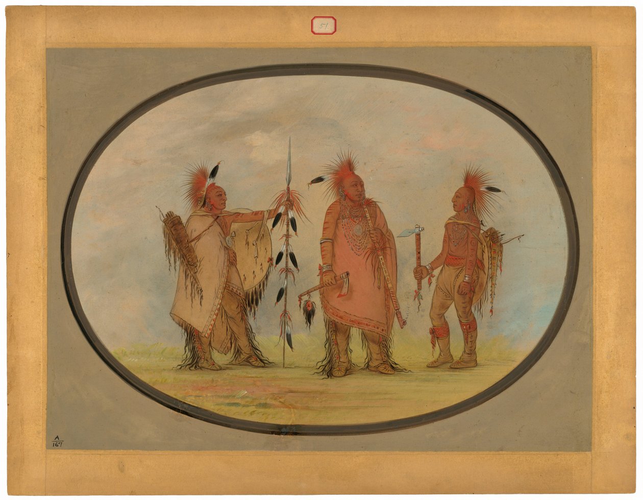 Wódz Osagów z dwoma wojownikami autorstwa George Catlin