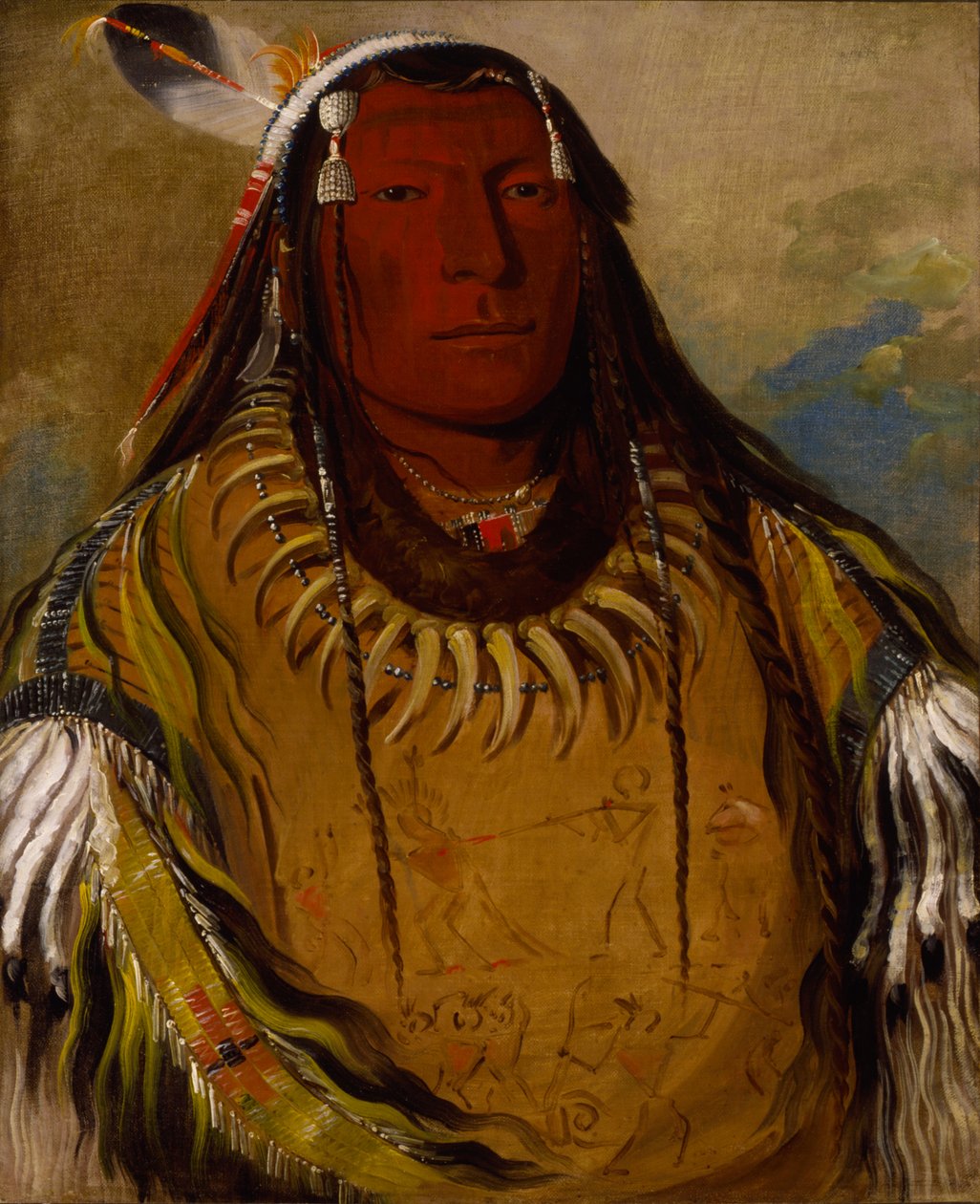 Pa-ris-ka-roó-pa, Dwie wrony, wódz, 1832. autorstwa George Catlin