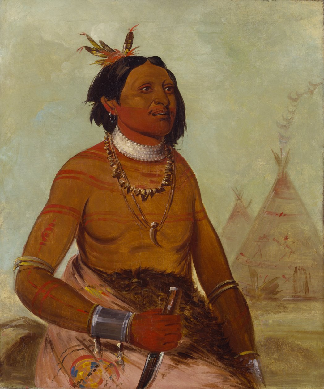 Quack-ham-kay, Stone Shell, odważny, 1834. autorstwa George Catlin