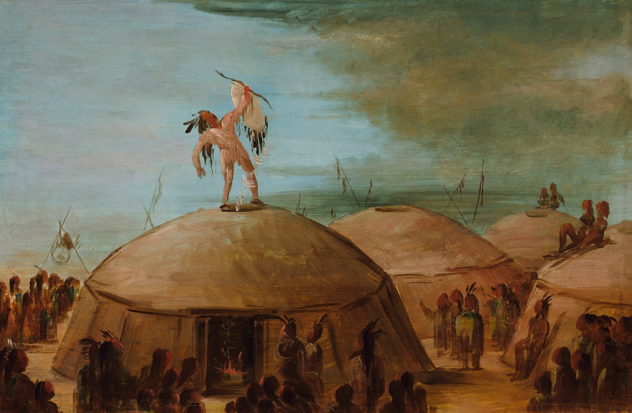 Deszcz wśród Mandanów, 1837-1839. autorstwa George Catlin