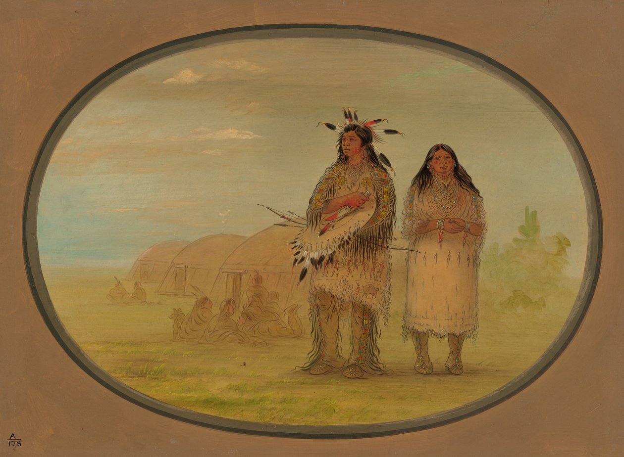 Wódz Riccarree i jego żona, 18611869. autorstwa George Catlin