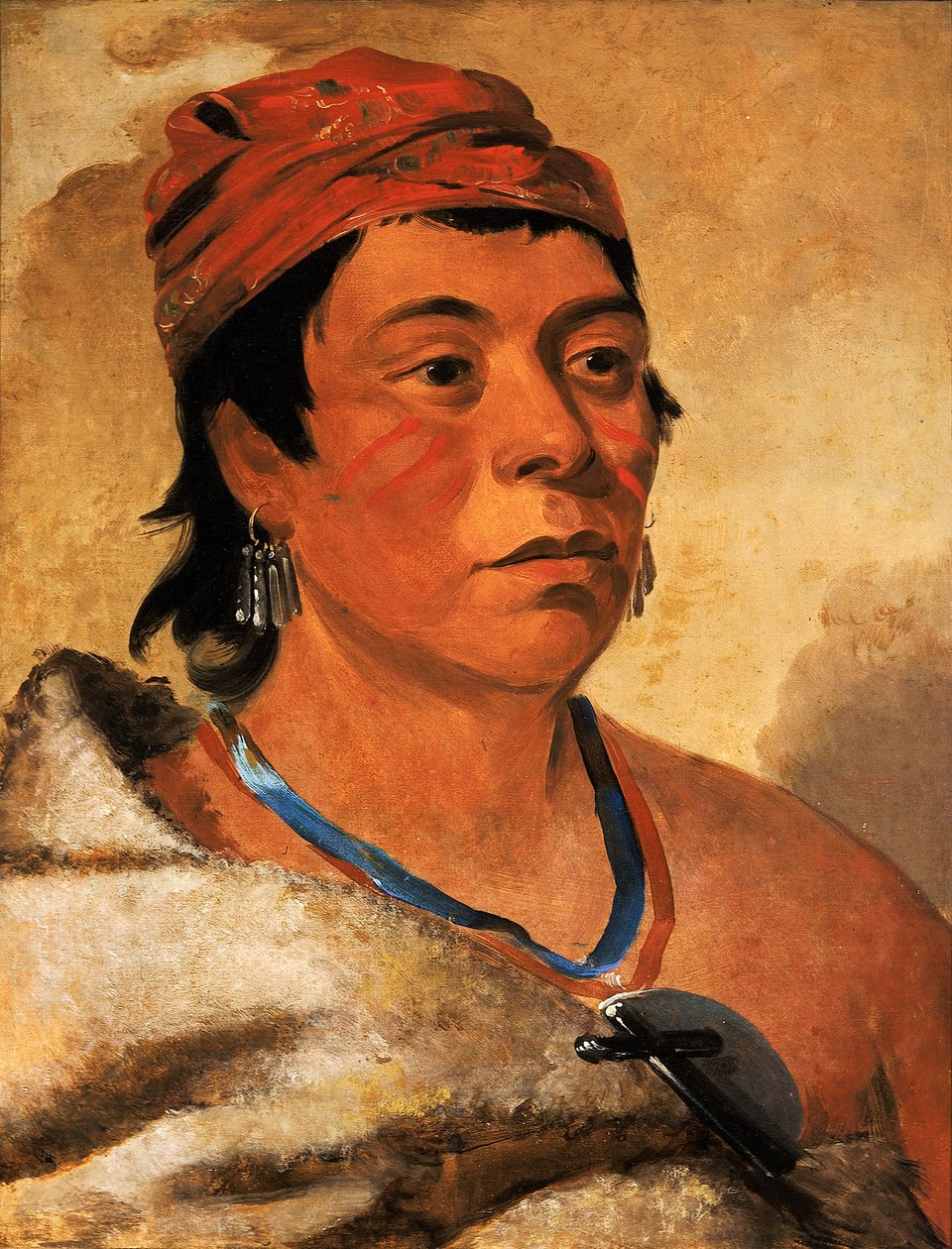 Okrągła wyspa, wojownik, 1831. autorstwa George Catlin