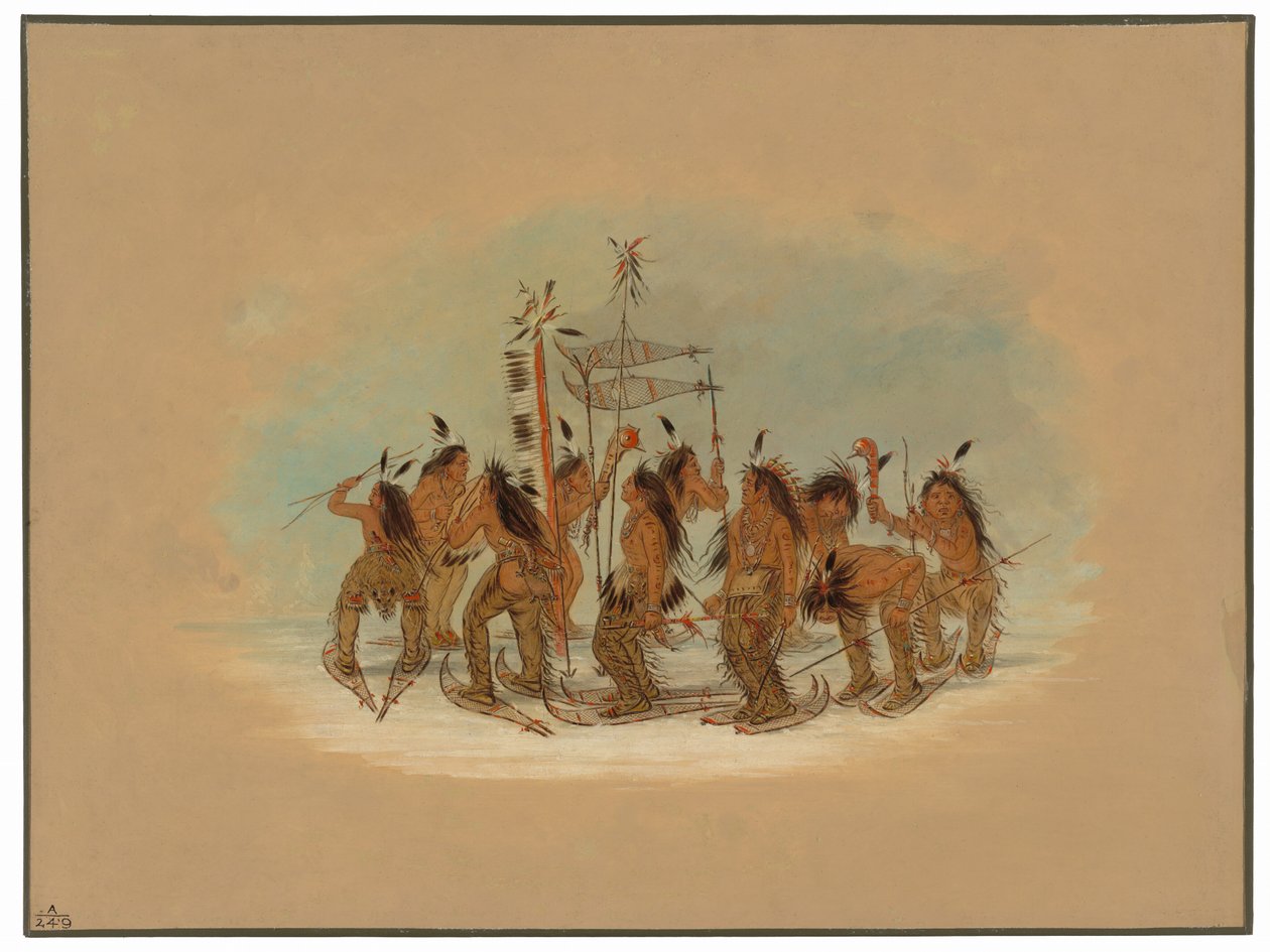 Taniec w butach śnieżnych – Ojibbeway autorstwa George Catlin
