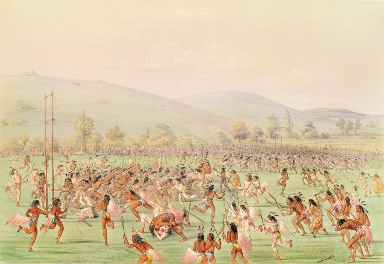 Indyjska gra w piłkę, ok. 1832 r autorstwa George Catlin