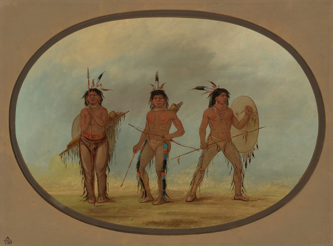 Trzech Cheyenne Warriors, 18611869. autorstwa George Catlin