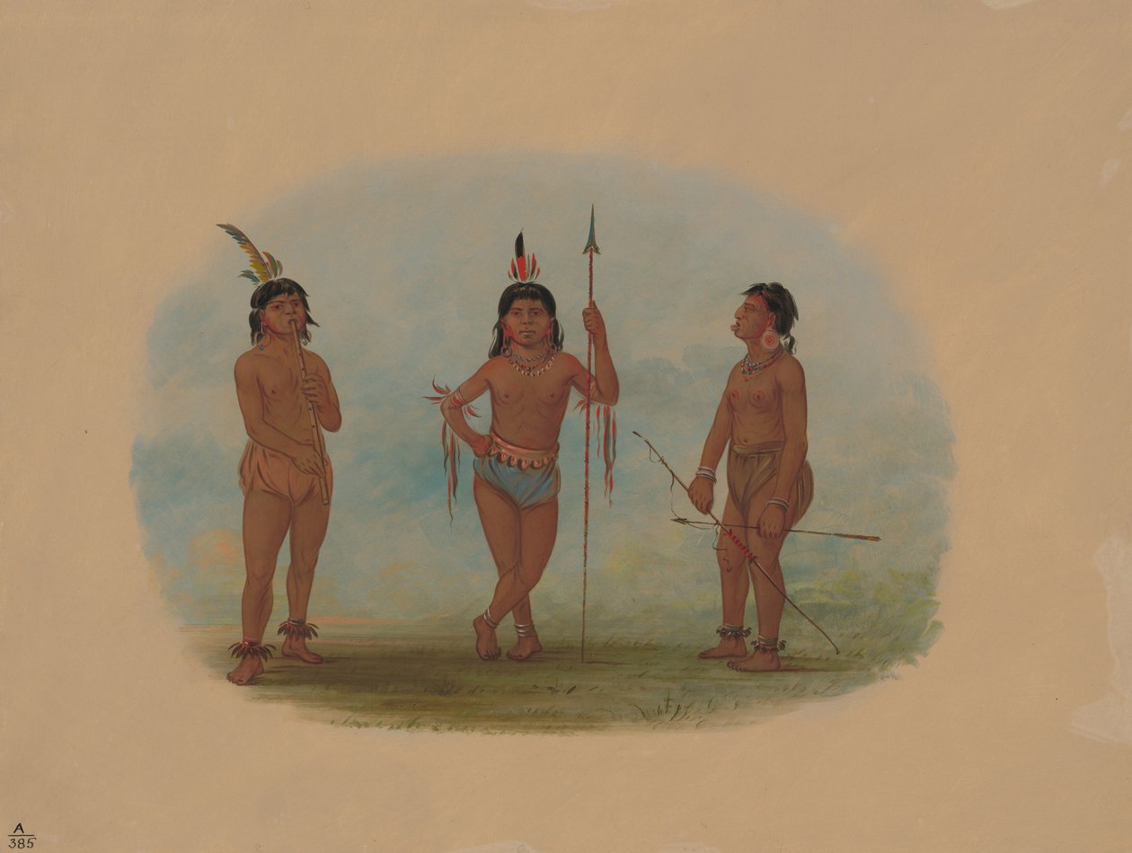 Trzech młodych Tobosów, 18541869. autorstwa George Catlin