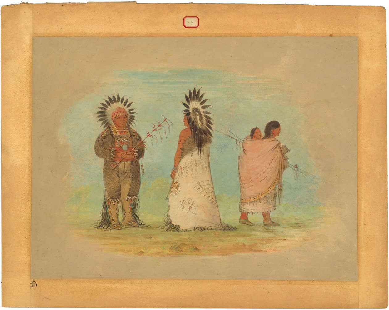Dwaj wodzowie Ottoe i kobieta autorstwa George Catlin