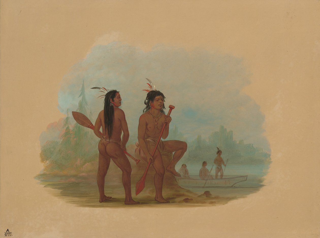 Dwóch młodych mężczyzn Hydy, 18551869. autorstwa George Catlin