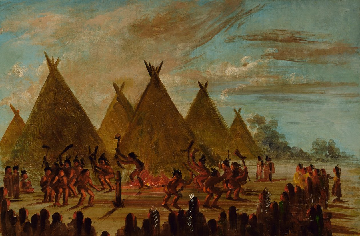Taniec wojenny, Siuksowie autorstwa George Catlin