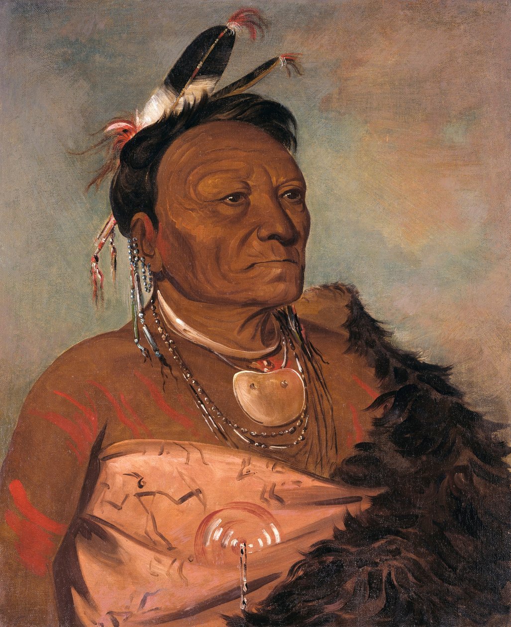 Wee-tá-ra-shá-ro, główny wódz plemienia autorstwa George Catlin