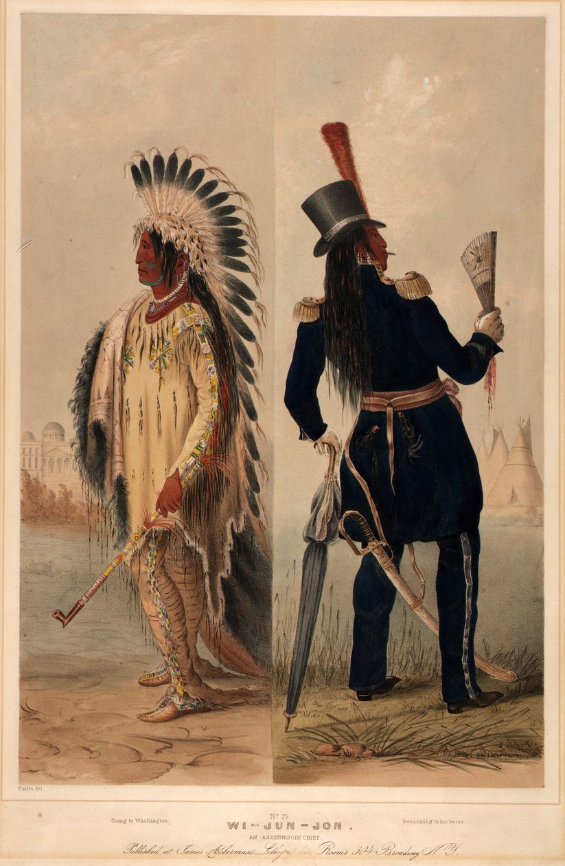 Wi-jun-jon. Wódz Assinneboin. autorstwa George Catlin