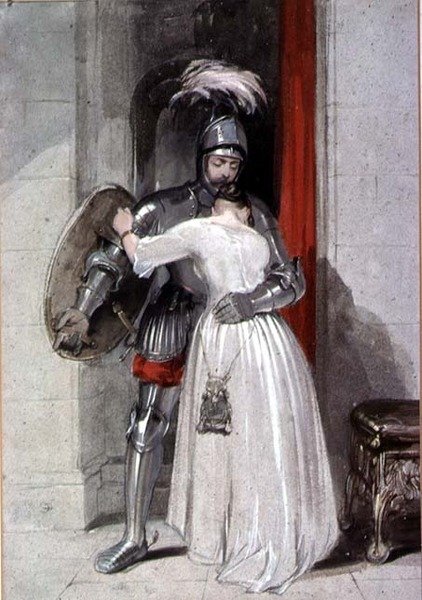 Dama i Rycerz (akwarela) autorstwa George Cattermole