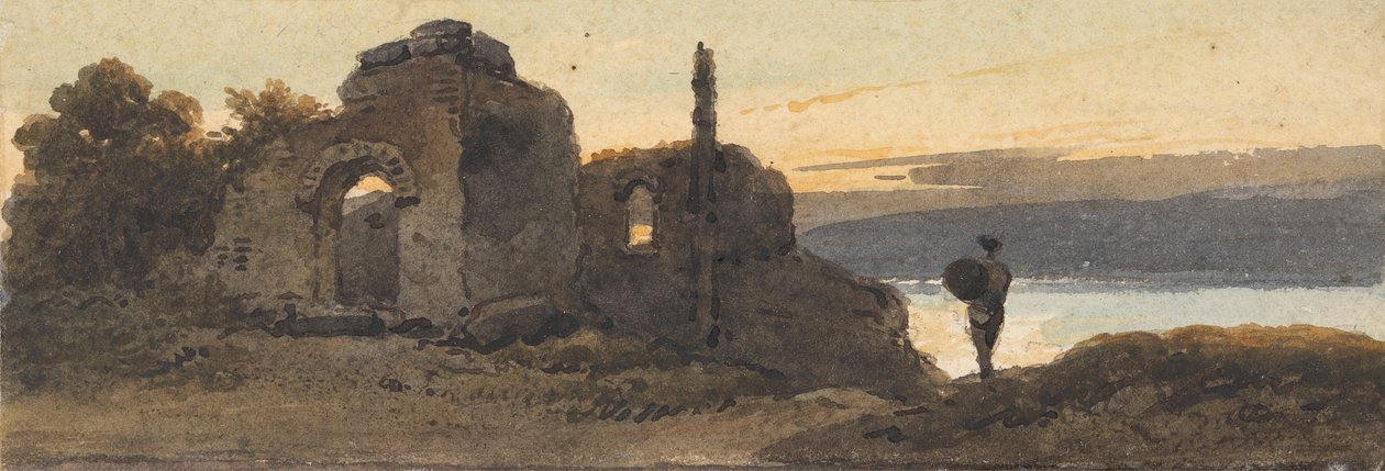 Świątynia nad jeziorem autorstwa George Chinnery
