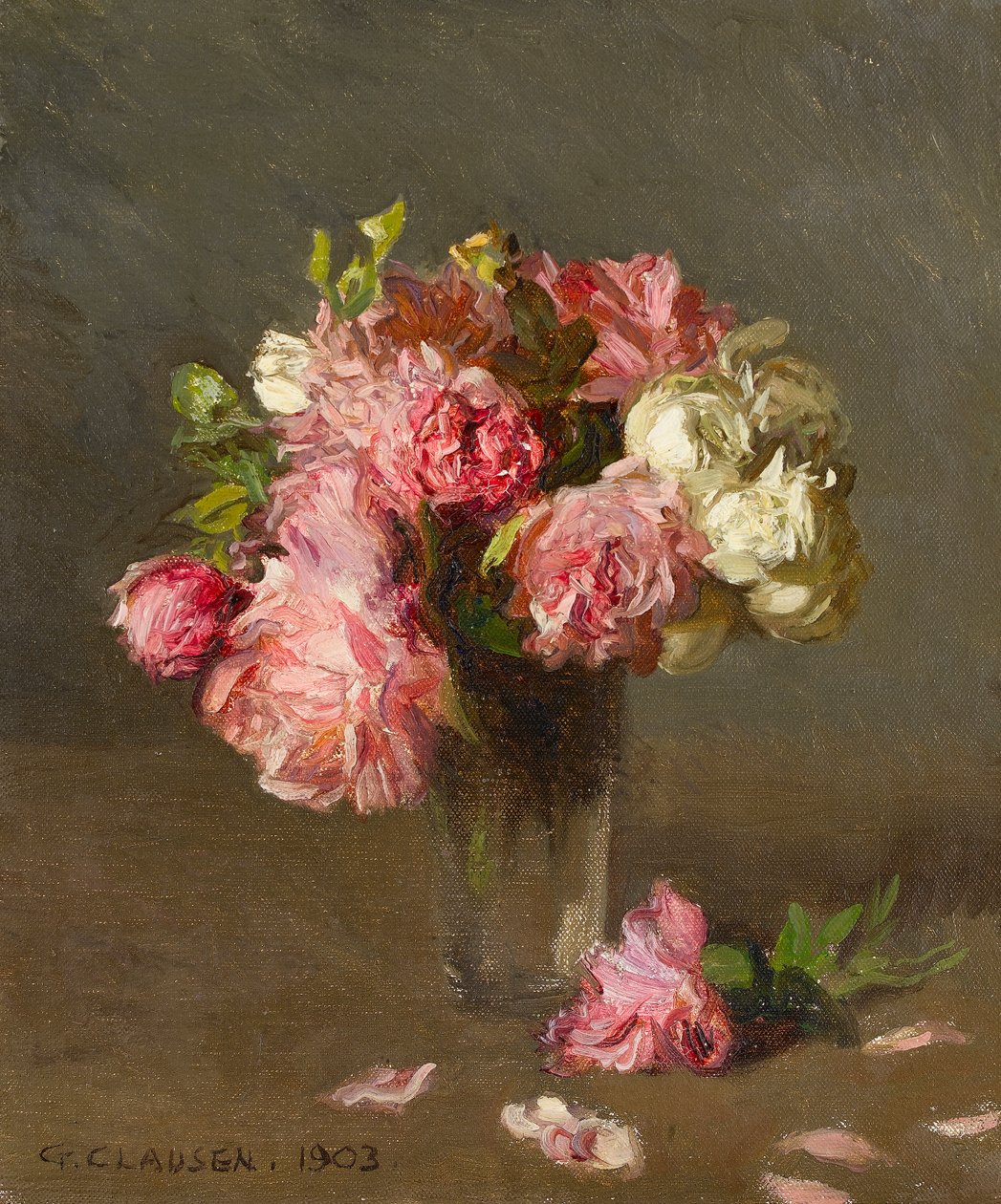 Róże w wazonie autorstwa George Clausen