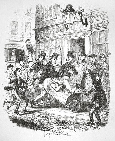 Kieszonkowiec w areszcie, c.1835 (grawerowanie) autorstwa George Cruikshank