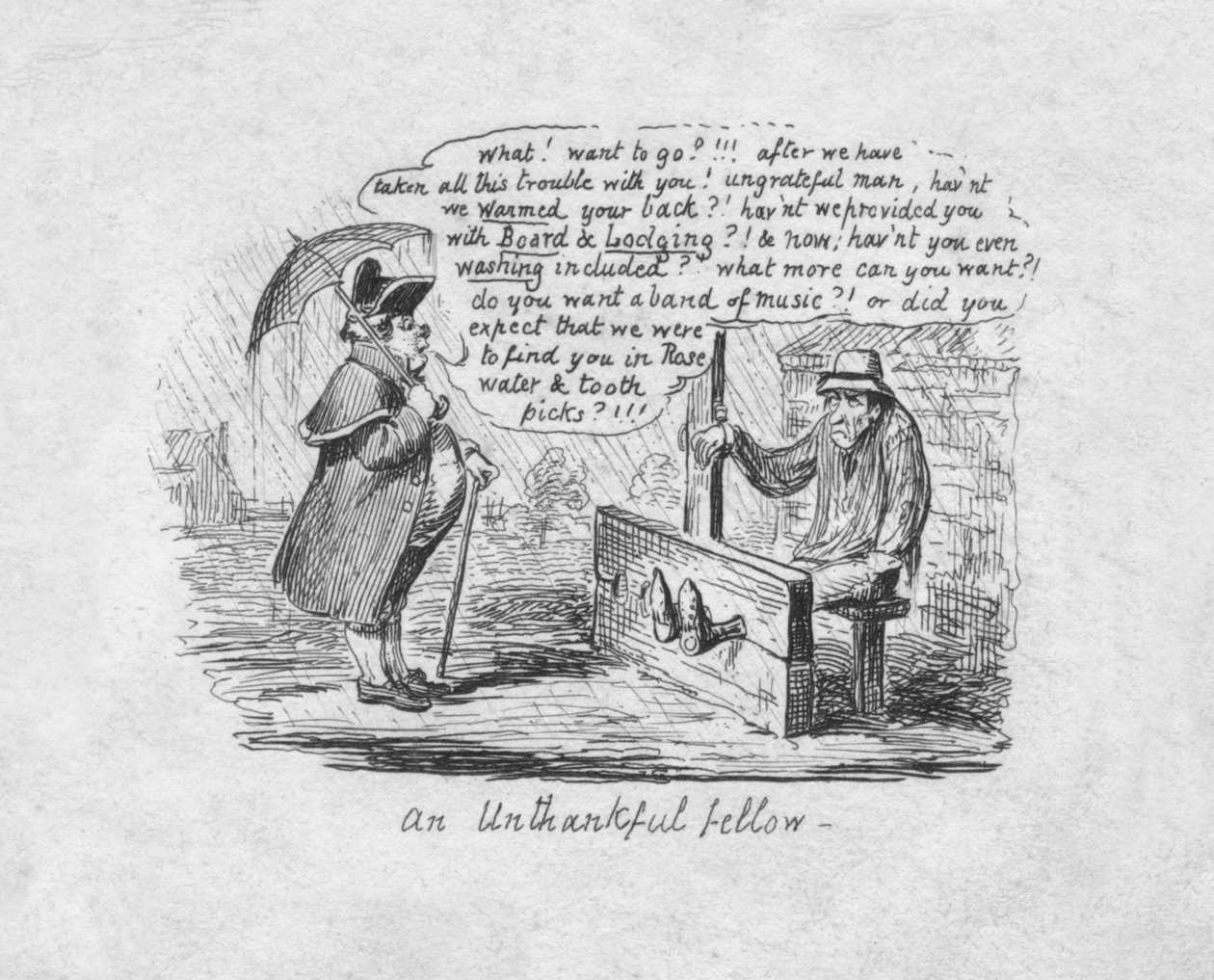 Niewdzięczny człowiek, 1829 autorstwa George Cruikshank