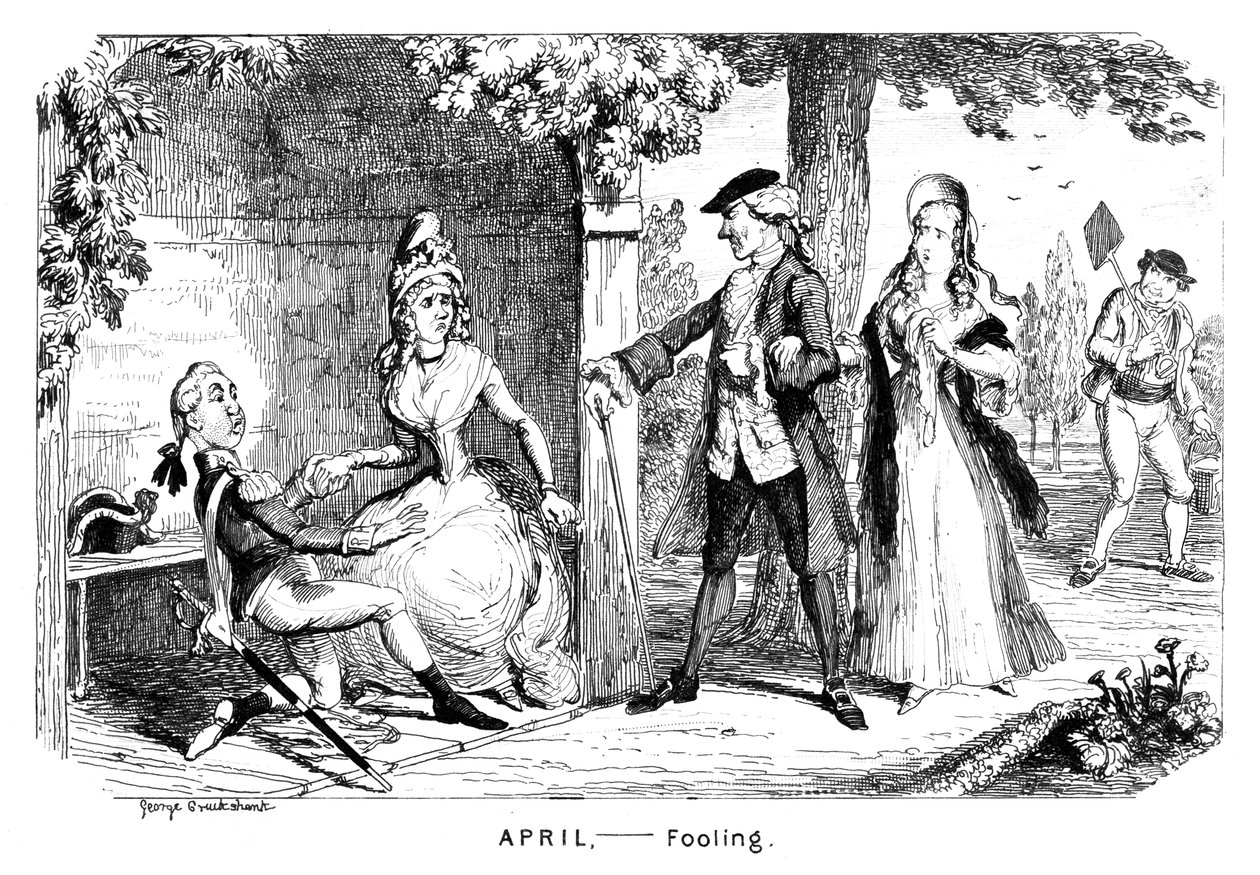 Kwiecień - Oszustwo, c1839. autorstwa George Cruikshank