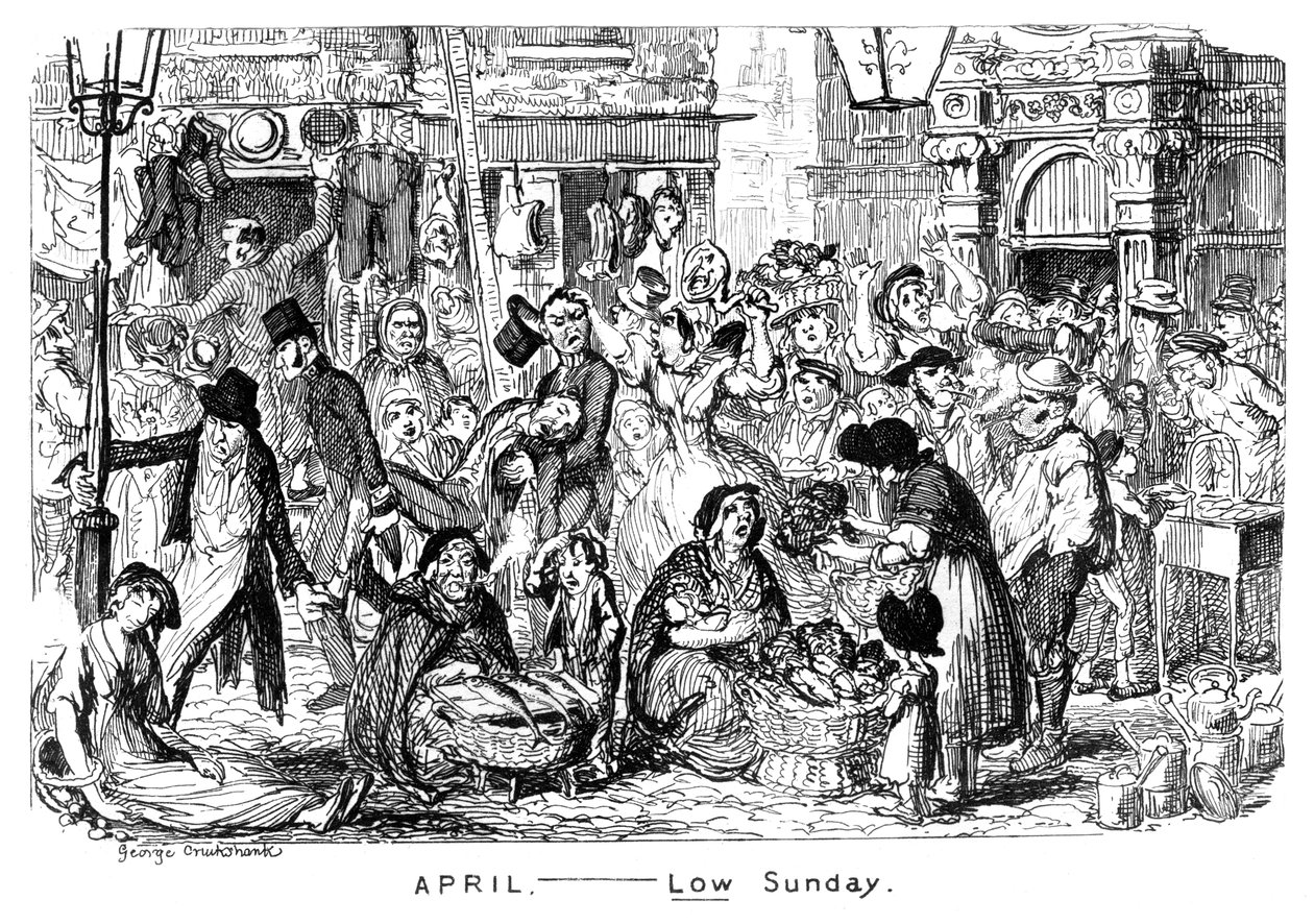 Kwiecień - Niedziela Niska, XIX w. autorstwa George Cruikshank