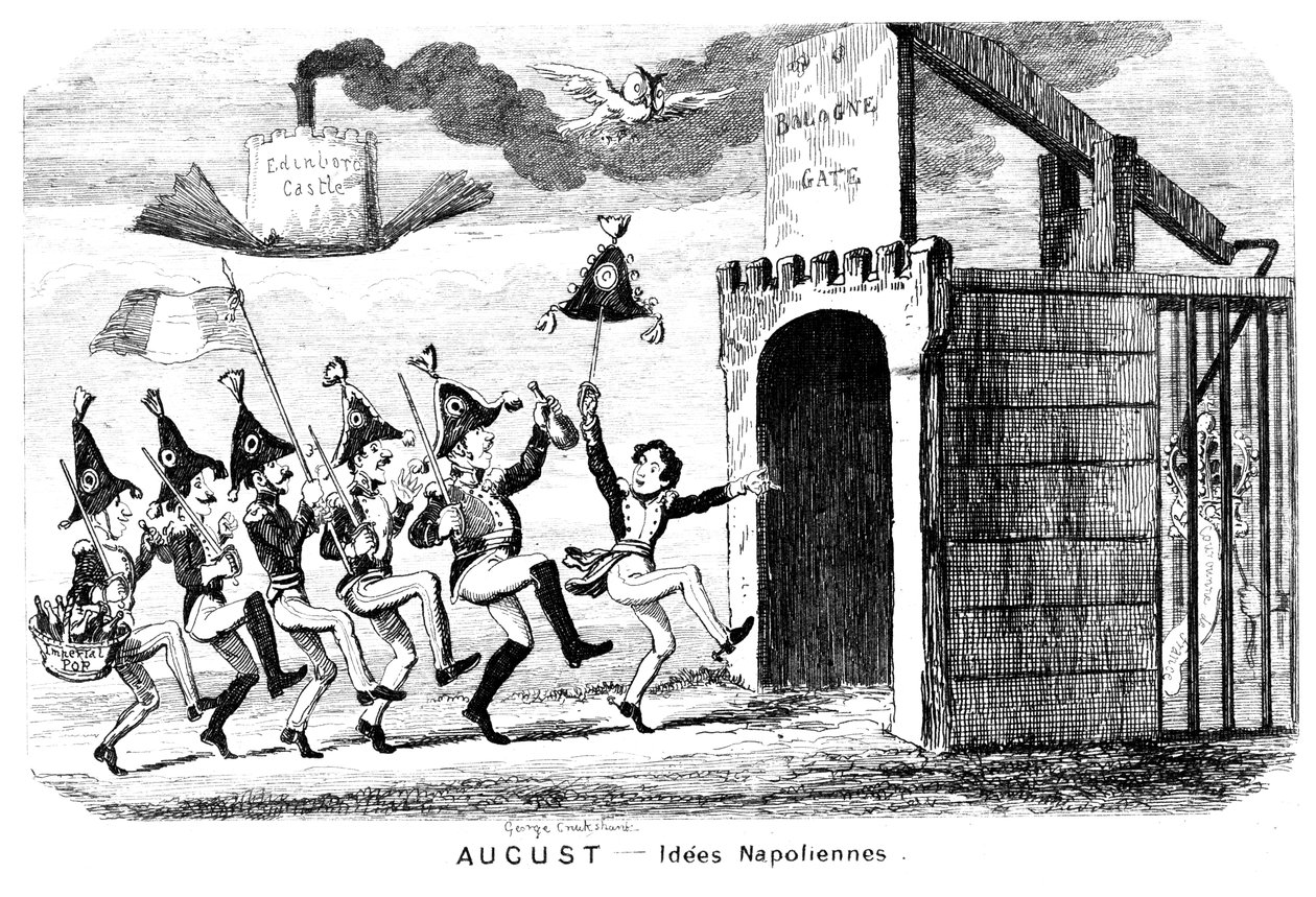 Sierpień - Idees Napoliennes, XIX w. autorstwa George Cruikshank