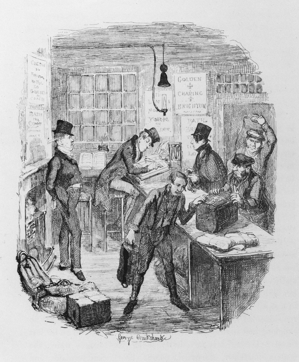 Wczesne autokary, c.1836 (grawerowanie) autorstwa George Cruikshank