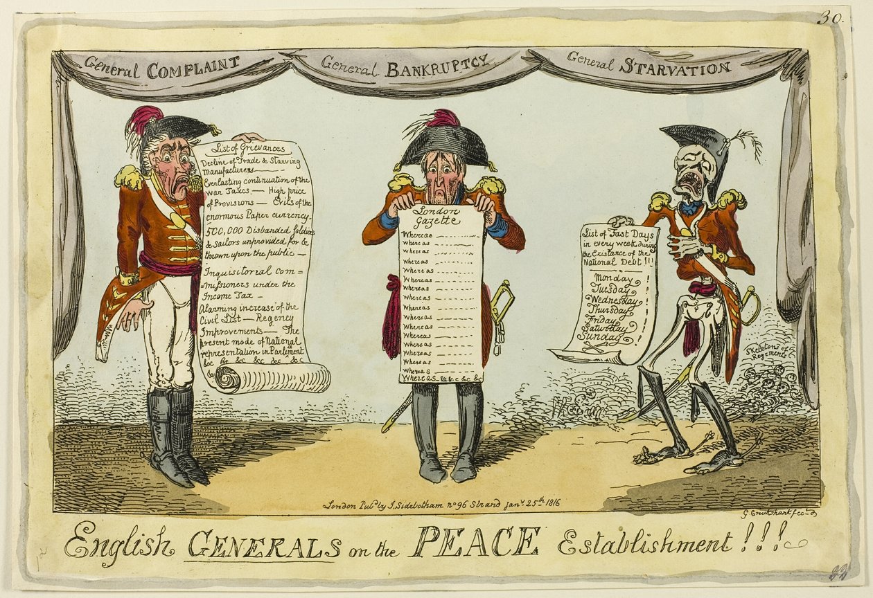 Angielscy generałowie o ustanowieniu pokoju!!! autorstwa George Cruikshank