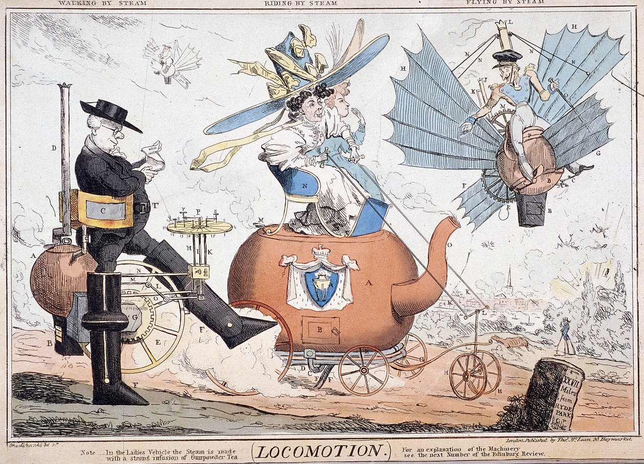 „Lokomocja”, Londyn, ok. 1820 r. autorstwa George Cruikshank