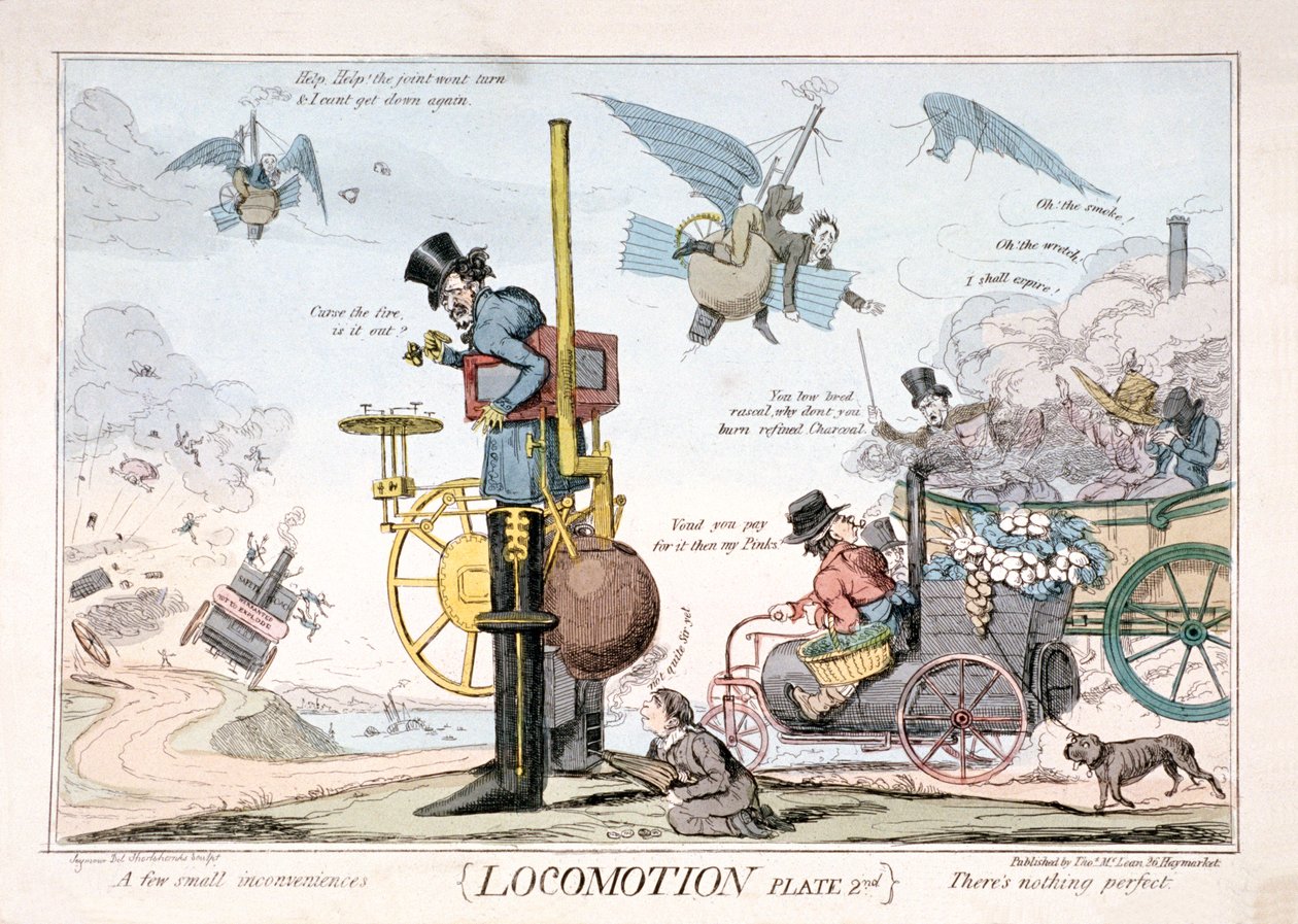 „Lokomocja”, Londyn, ok. 1820 r. autorstwa George Cruikshank