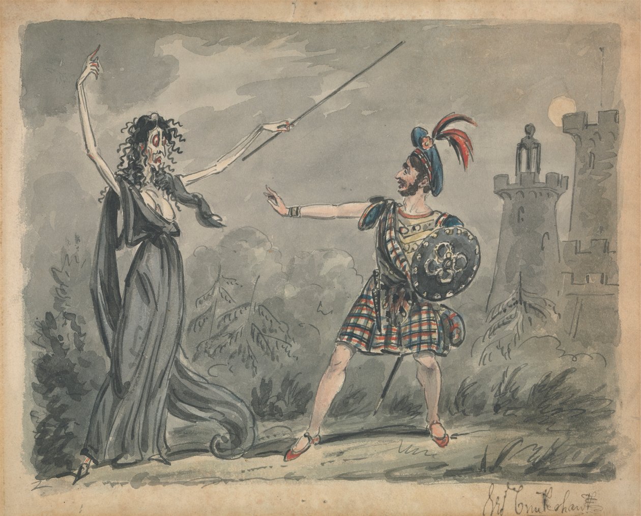 Makbet i Czarownica autorstwa George Cruikshank