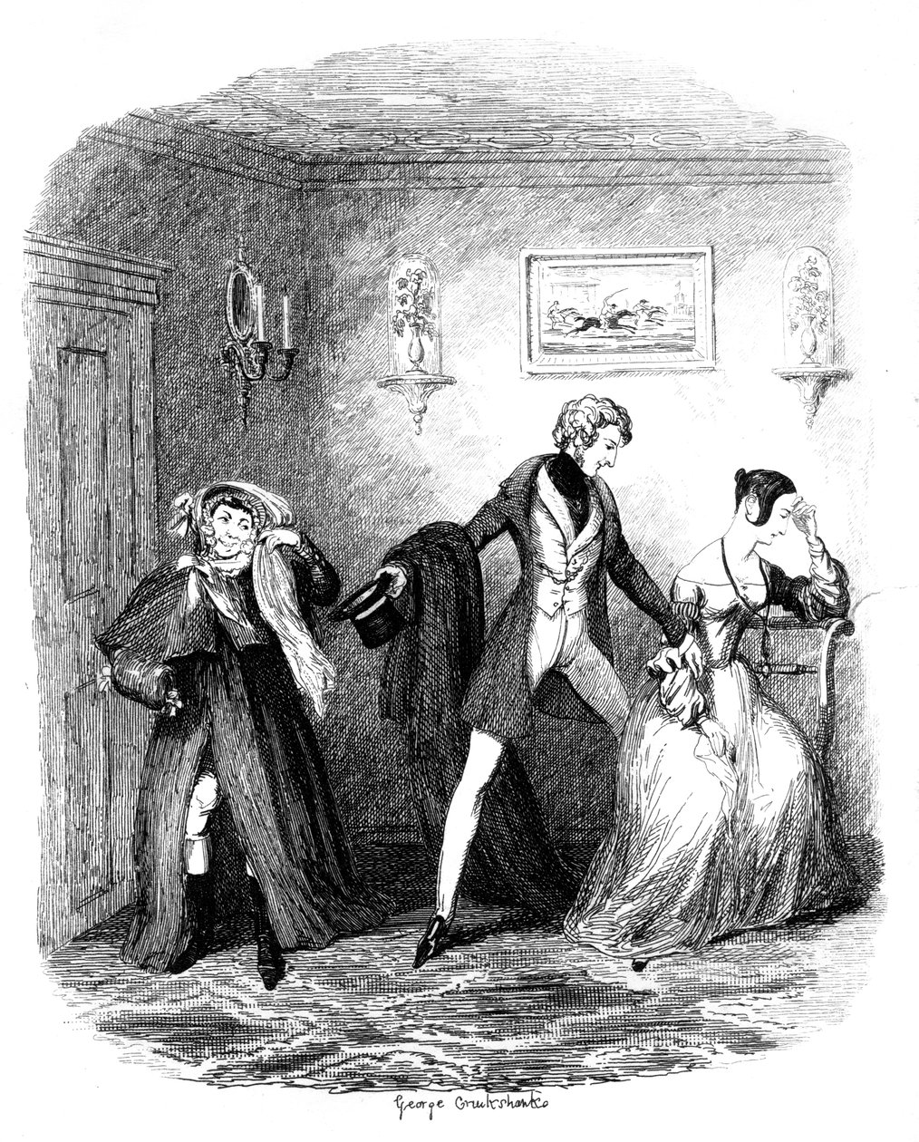 Ucieczka, początek XIX wieku autorstwa George Cruikshank