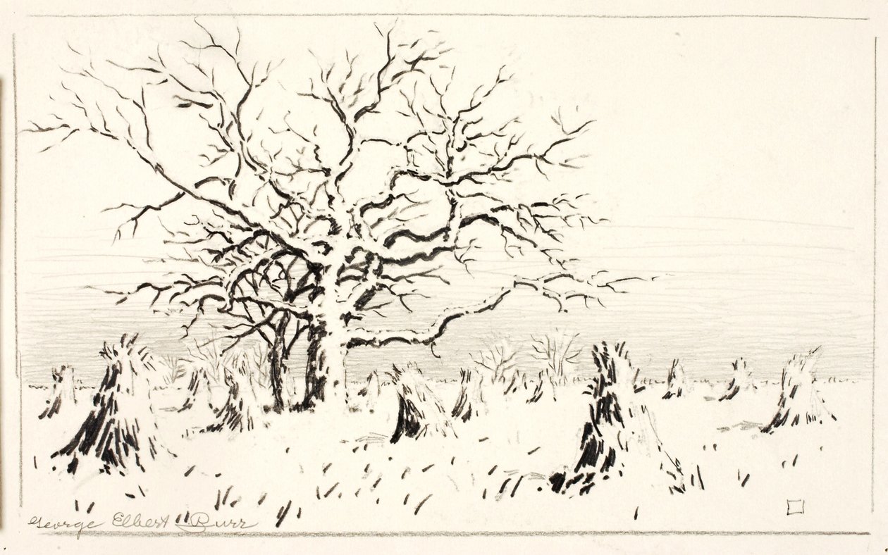 Motyw akwaforty autorstwa George Elbert Burr