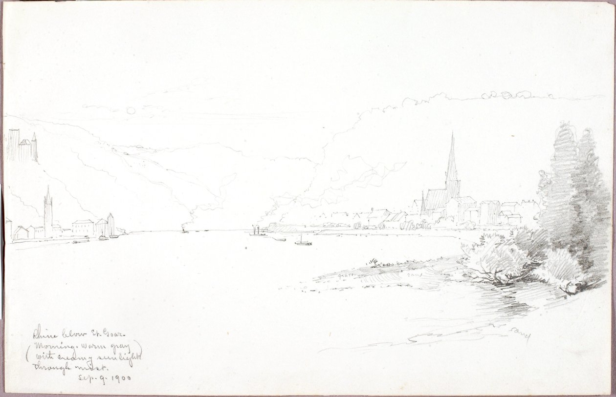 Ren poniżej St. Goar autorstwa George Elbert Burr