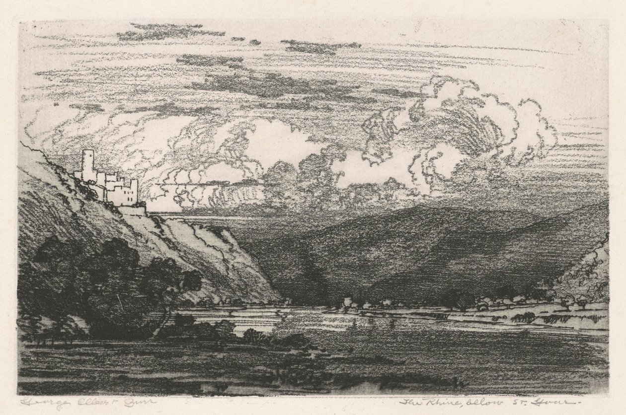 Ren, poniżej St. Goar autorstwa George Elbert Burr