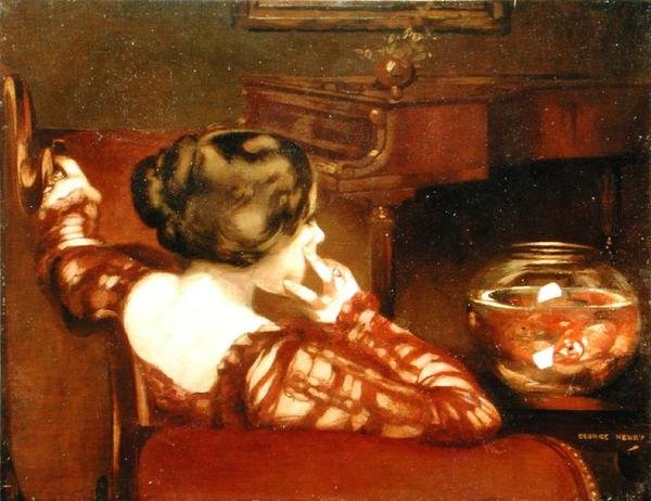 Zamyślony (olej na płótnie) autorstwa George F. Henry