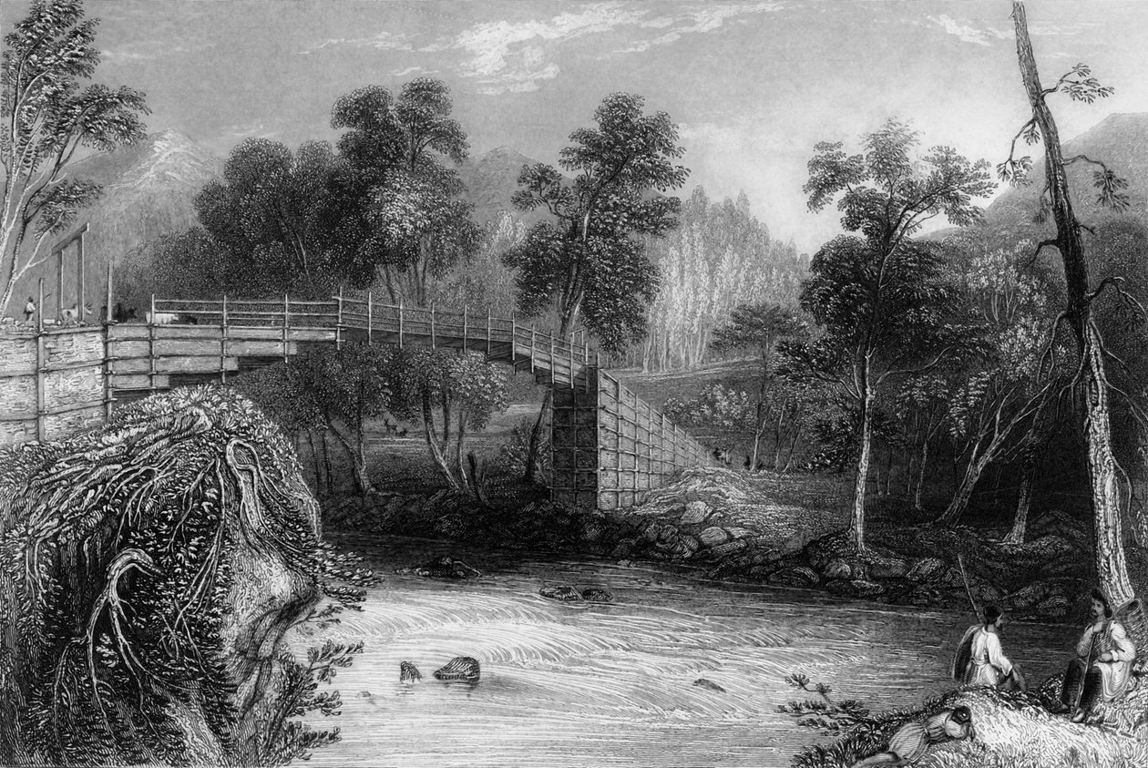 „Most w Bhurkote”, 1838. autorstwa George Francis White